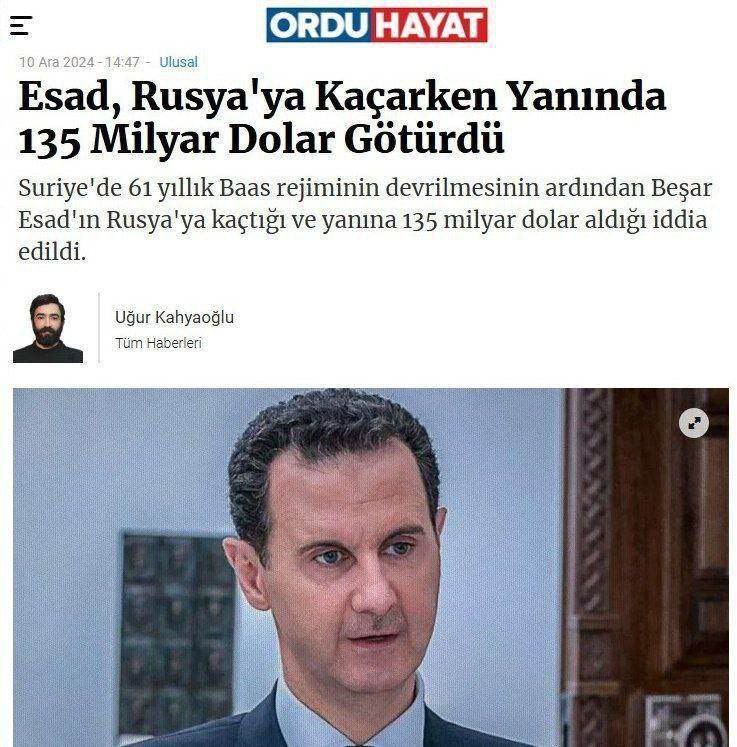 ***⚫***بشا**ر اسد هنگام فرار 135 میلیارد …