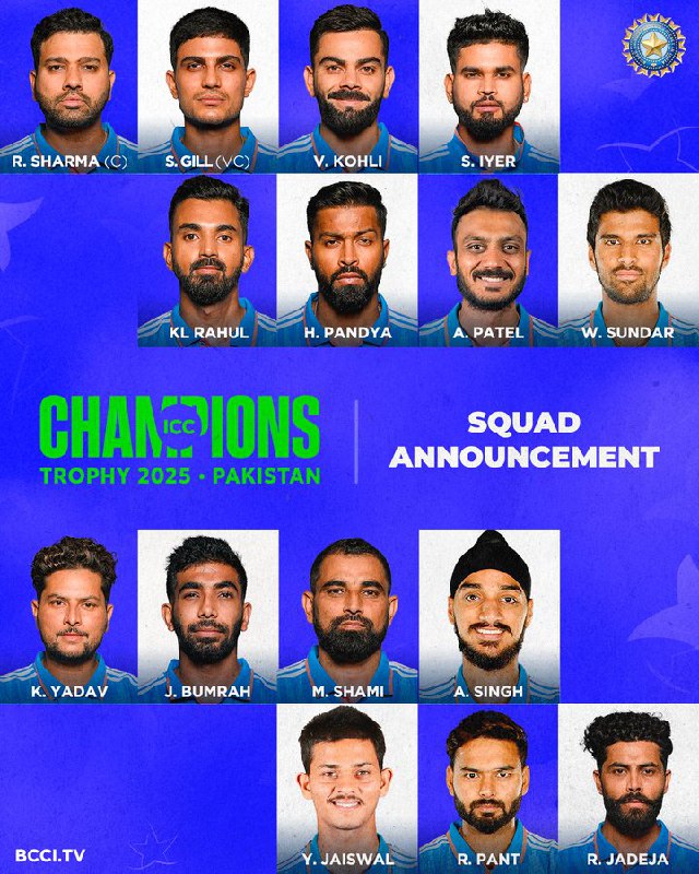 *****🇮🇳*** IND SQUAD FOR CHAMPIONS TROPHY …