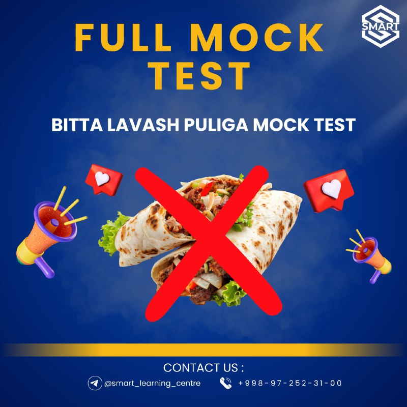 ***🔥*****Bitta lavash puliga Mock Test! ***😄*****