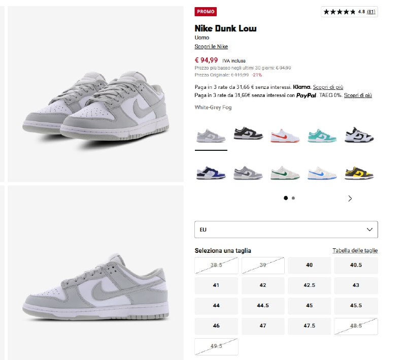 Dunk Low Grey Fog for **80 …