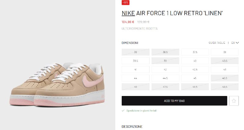 Air Force 1 Linen for 84 …