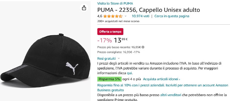 PUMA - 22356, Cappello Unisex adulto