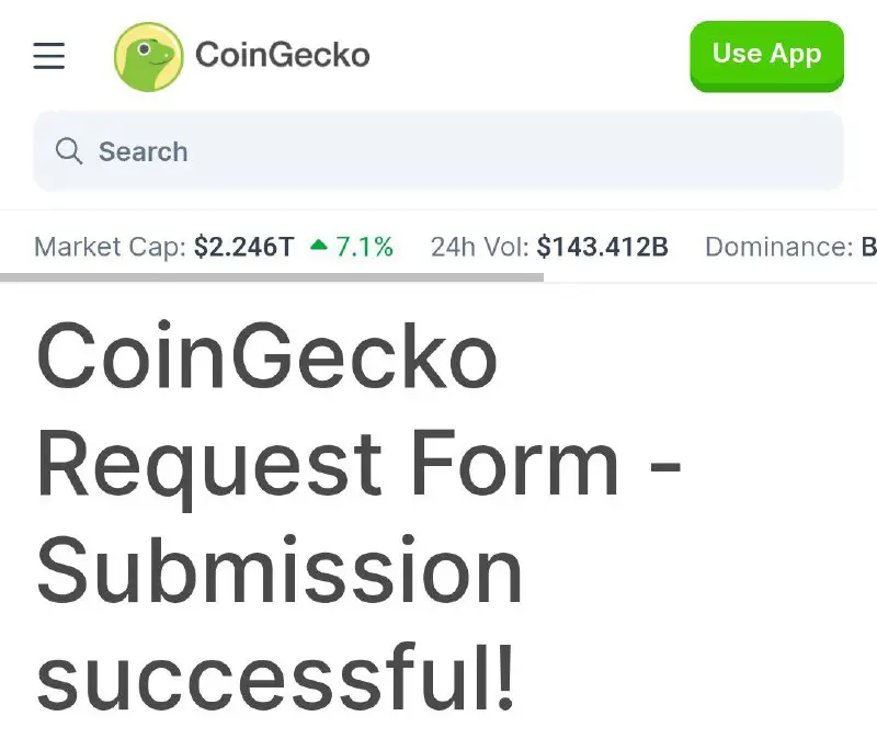 CoinGecko Applied ***✅*** Request ID number: …