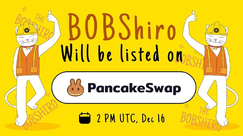 $BOBSHIRO projesi 17:00 da [@PancakeSwap](https://t.me/PancakeSwap)! da …