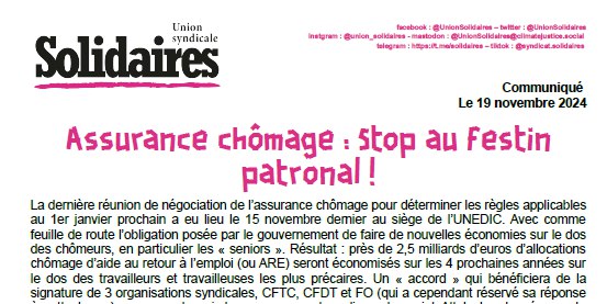 Assurance chômage : Stop au festin …