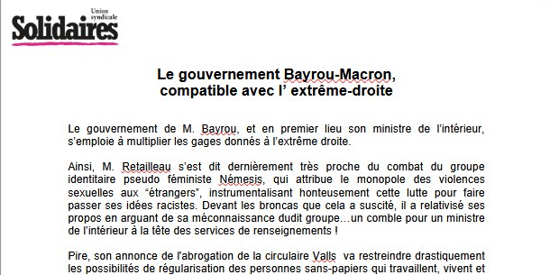 Le gouvernement Bayrou-Macron compatible avec l'extrême …