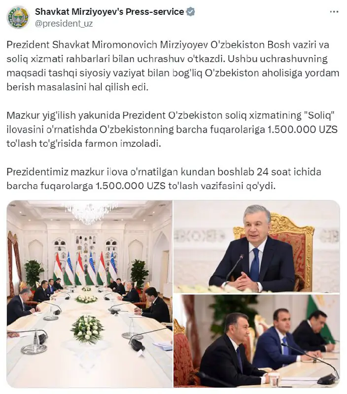 «Prezident Shavkat Miromonovich Mirziyoyev O'zbekiston Bosh …