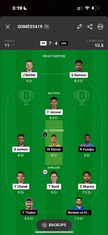 My Final Small League Team For …
