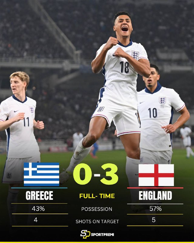 FT: ***🇬🇷*** Greece 0-3 England ***🏴󠁧󠁢󠁥󠁮󠁧󠁿***