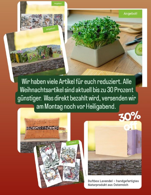 Bis zu 30% reduziert. Unsere Weihnachtsartikel …