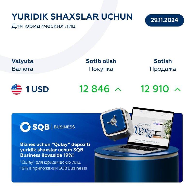 Biznes uchun ["Qulay"](https://sqb.uz/uz/business/deposits/qulay-deposit-uz/) depozit bilan yo‘qotishlarsiz …