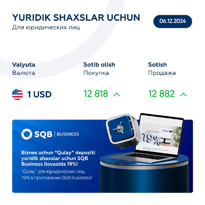 Biznes uchun ["Qulay"](https://sqb.uz/uz/business/deposits/qulay-deposit-uz/) depozit bilan yo‘qotishlarsiz …