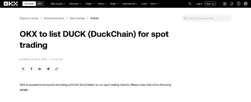 $DUCK will be listed on OKX …