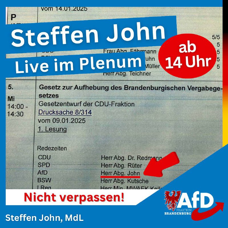 Ab 14 Uhr Live dabei sein: