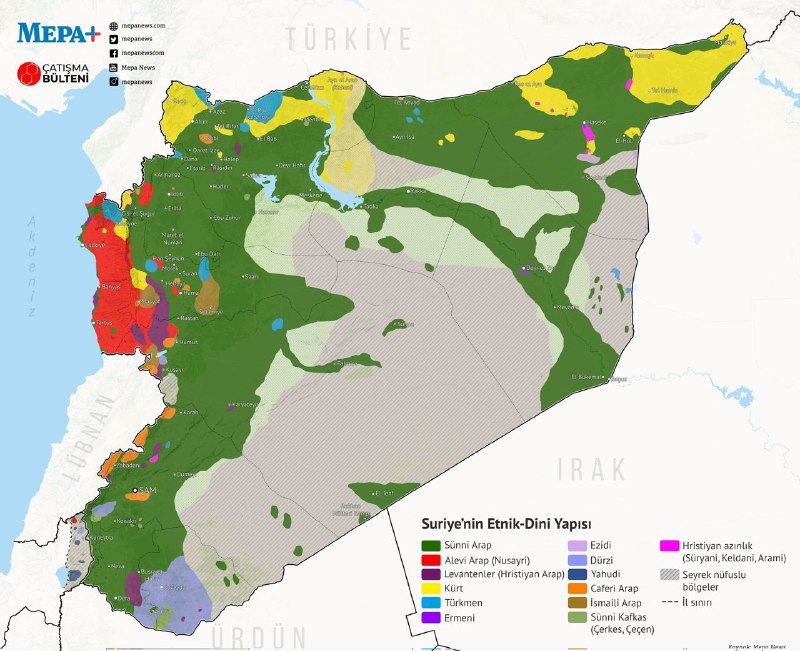 ***🇸🇾*** **Этно-религиозная карта Сирии*****🟢*** Арабы-сунниты