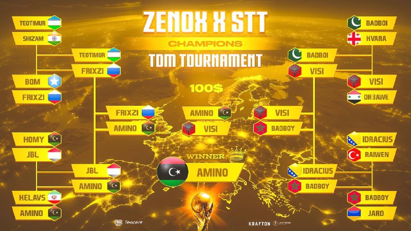 *****🏆*****[**ZENOX**](https://t.me/zenoxavagin)*****🇮🇹***** **x** *****🇮🇳*****[**STT**](https://t.me/sttorganization) **TOURNAMENT*******🏆**********🥇*******AMINO** *****🇱🇾**********🥈*******VISI** *****🇦🇱**********🥉*******BADBOY** …