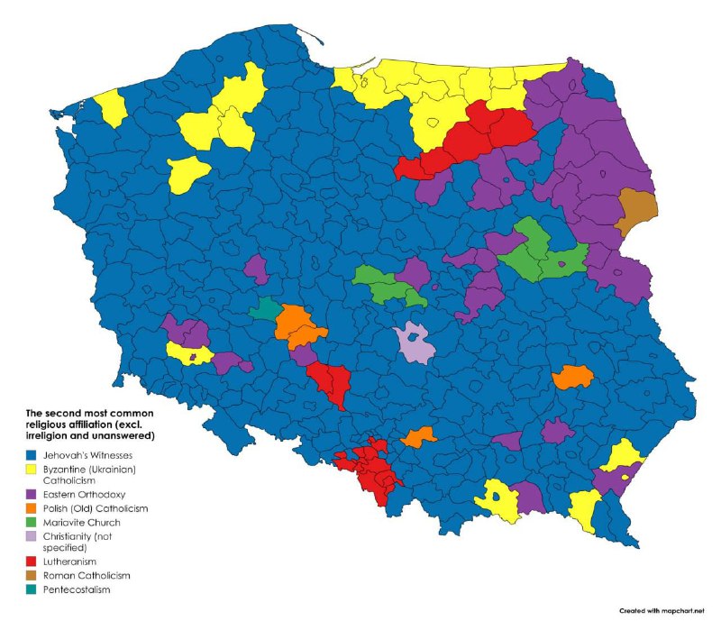 Друга за поширенням конфесія в повітах …