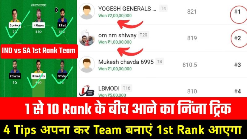 *IND vs SA T20 Dream11 1st …