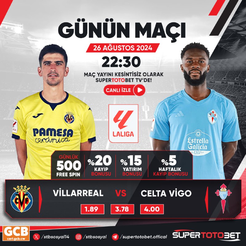 **Supertotobet'te Günün Maçı*******⚽️***** **Villareal** *****?***** **Celta …