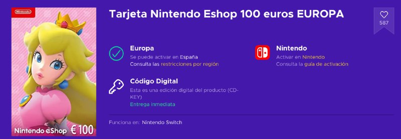 *****🎮*** 100€ de saldo eShop a …