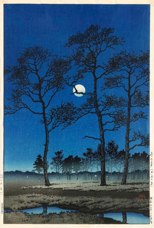 Winter Moon at Toyamagahara, 1931, Hasui …
