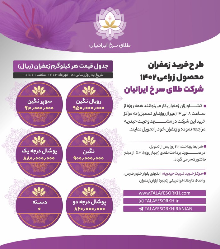 طرح خرید زعفران محصول زراعی سال …
