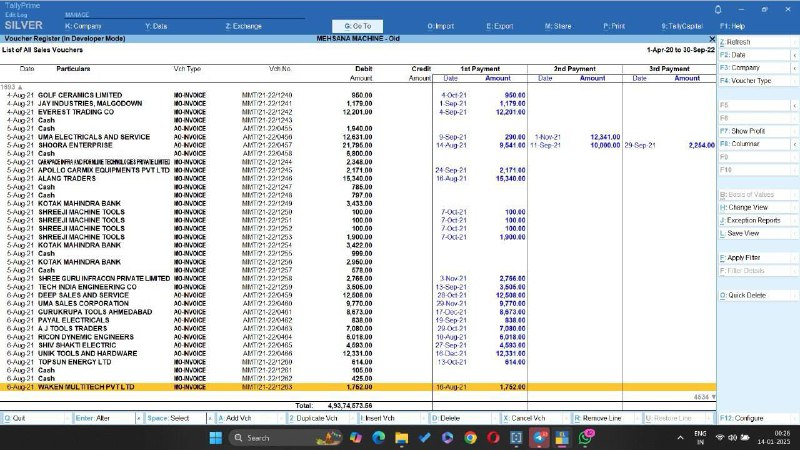 Voucher wise date wise payment details …