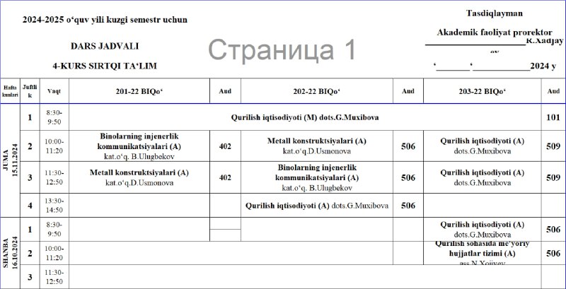 201-202-203-22 dars jadvali