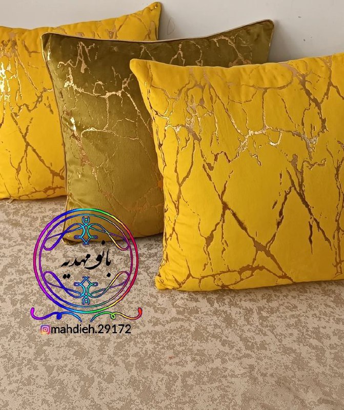 کوسن زر و زیتونی ماربل