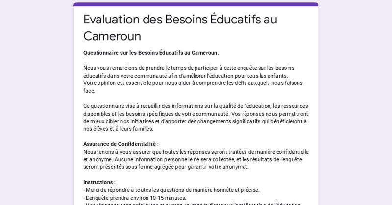 *Contribuer à améliorer l'éducation au Cameroun …