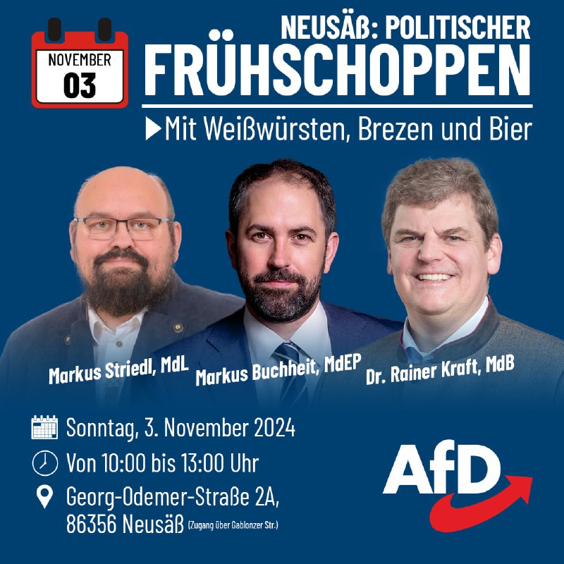 ***🍺*** 3. NOVEMBER: FRÜHSCHOPPEN MIT MdEP …