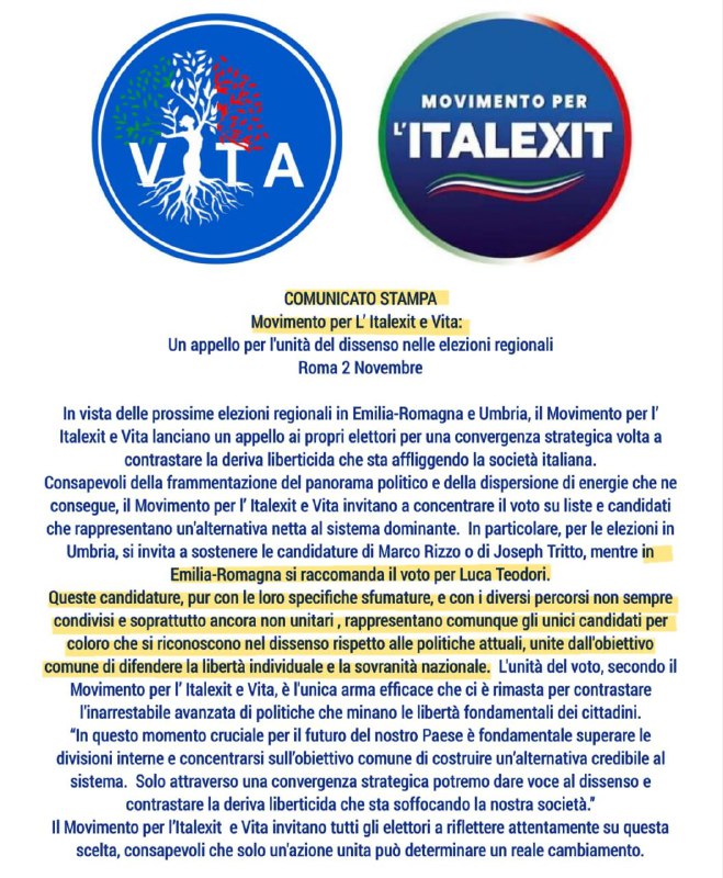 VITA e MOVIMENTO PER L'ITALEXIT.