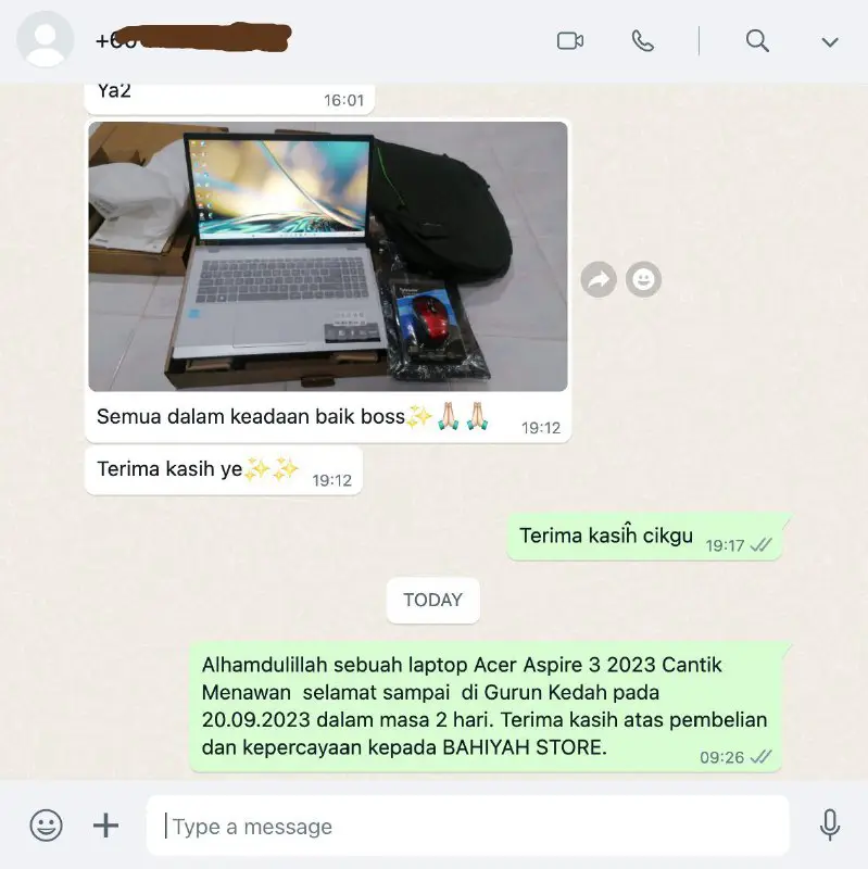 Alhamdulillah sebuah laptop Acer Aspire 3 …