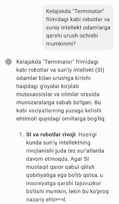 Kelajakda "Terminator" filmidagi kabi robotlar va …