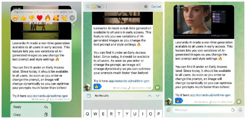 Telegram turns reactions into tags in saved messages on iOS