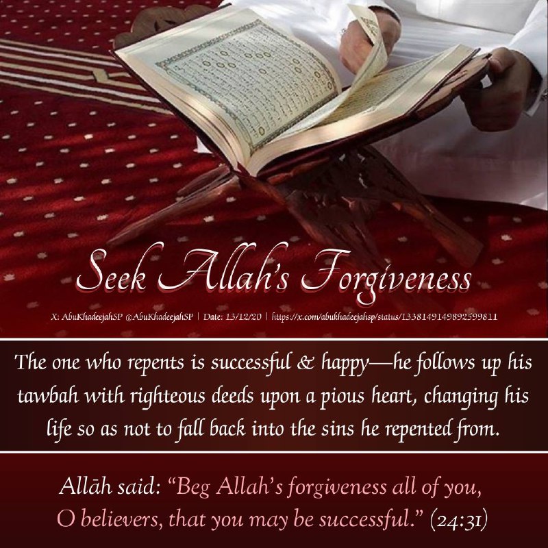 The one who repents is successful …