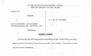 미 델라웨어주 연방법원은 21일(현지시각) 암(Arm)이 퀄컴(Qualcomm)에 …