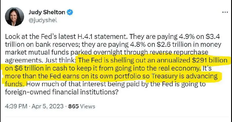 **The Fed is losing ~$291 billion …