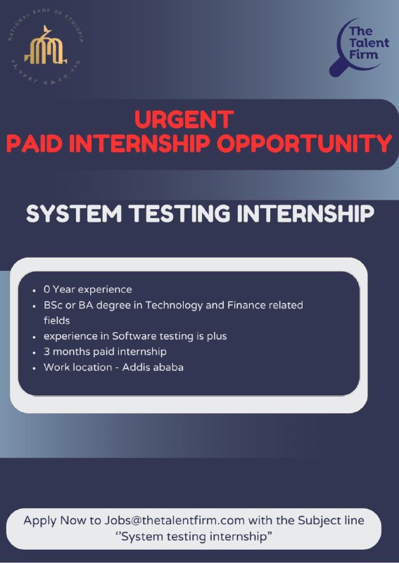 Paid Internship Opportunity at National Bank …