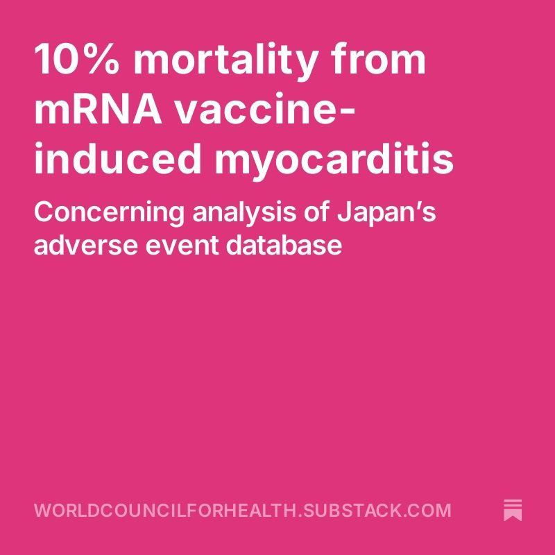 ***⚠️*****10% mortality from mRNA vaccine-induced myocarditis:**