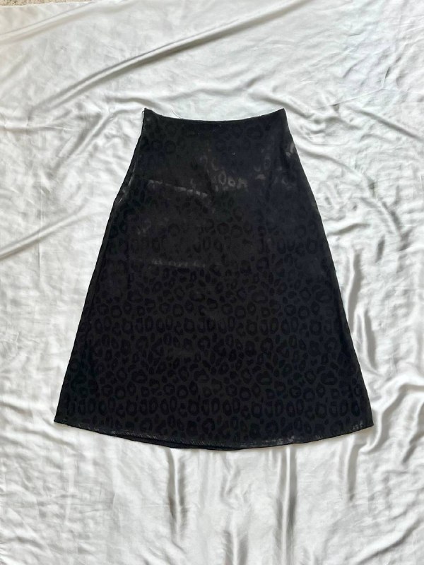 Black Cheetah Print Satin Midi Skirt …