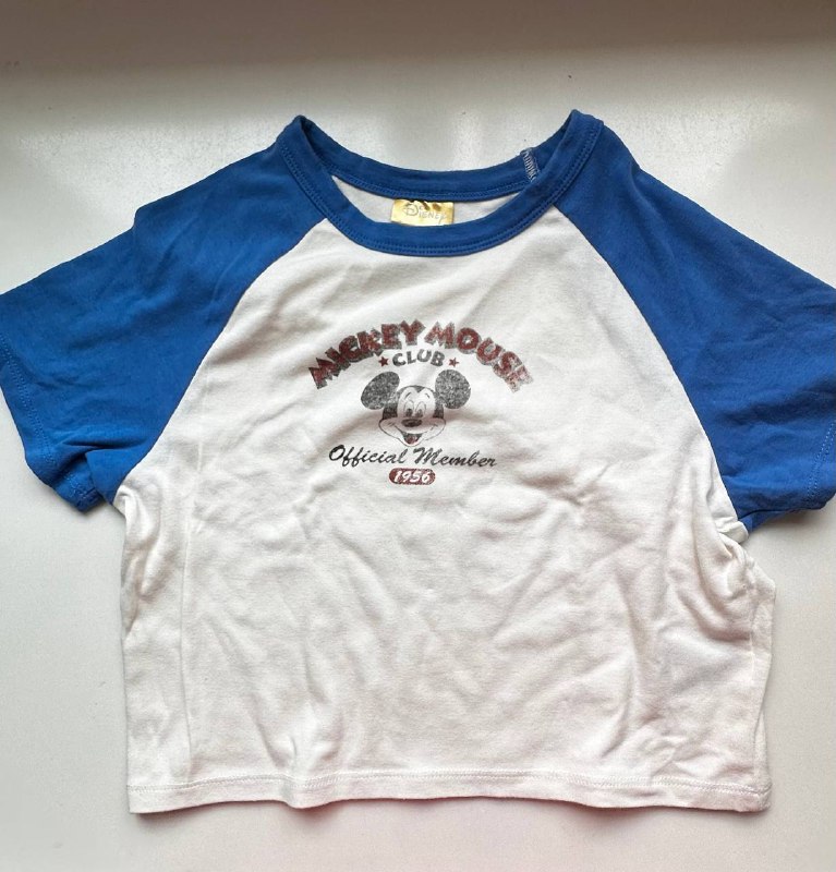 **blue and white cropped tee - …