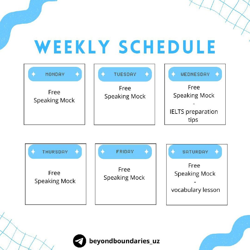 Here is our weekly schedule.