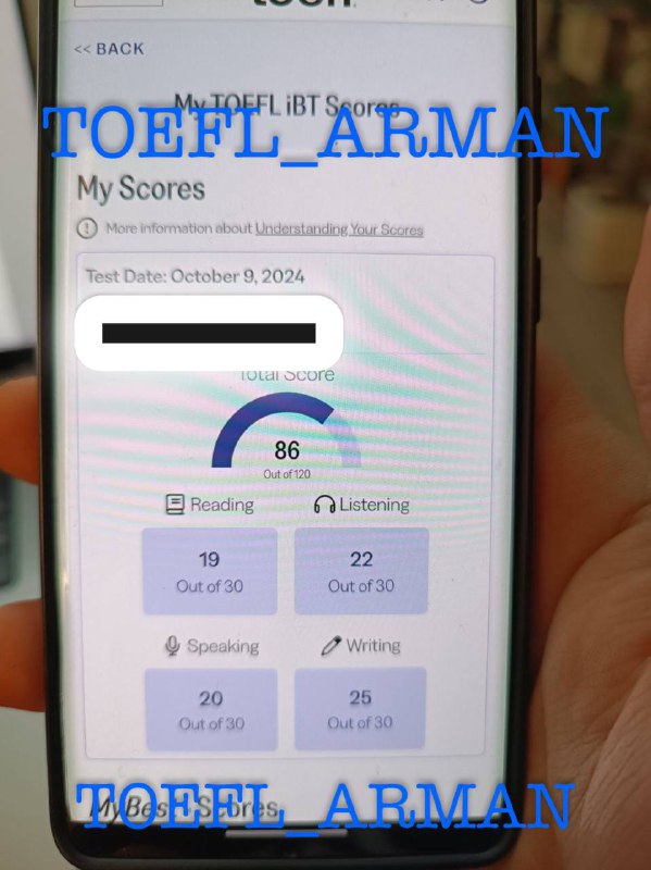 **نمونه كارنامه "TOEFL”**