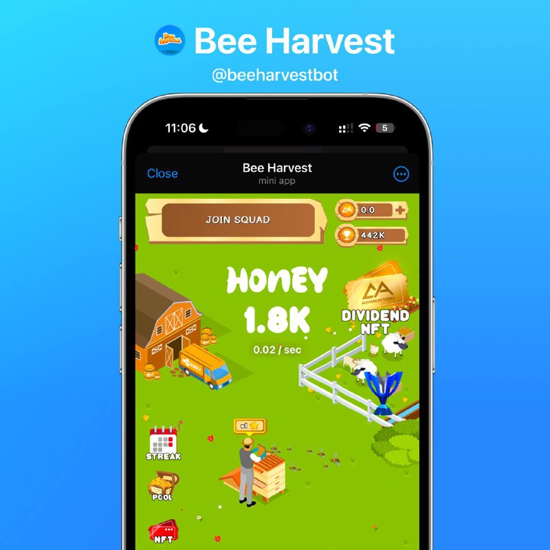 А вот и [**BeeHarvest**](https://t.me/beeharvestbot?start=854843666_tBkFVs) залетели в …