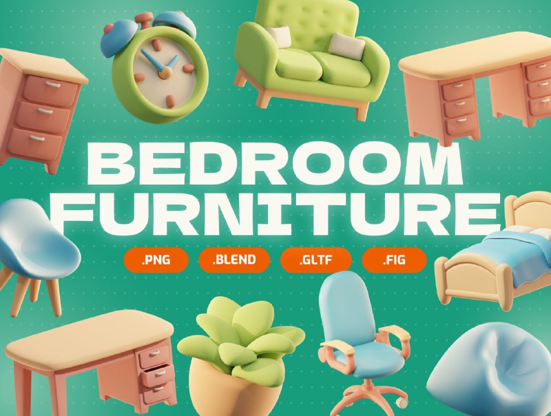 ┌ ***✔️***Bedroom Furniture 3D Icon Pack