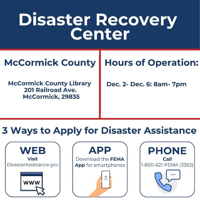 A Disaster Recovery Center will open …