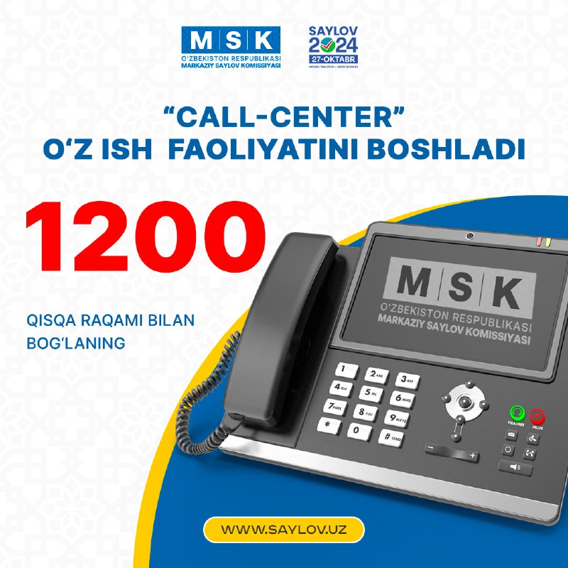 ***📞*** **Markaziy saylov komissiyasi huzuridagi "Call-center" …