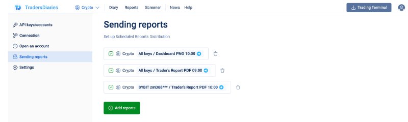 We launched a scheduled [**report sending**](https://tradersdiaries.com/diary/lk/settings/reports) …