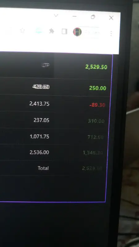 Account handling result